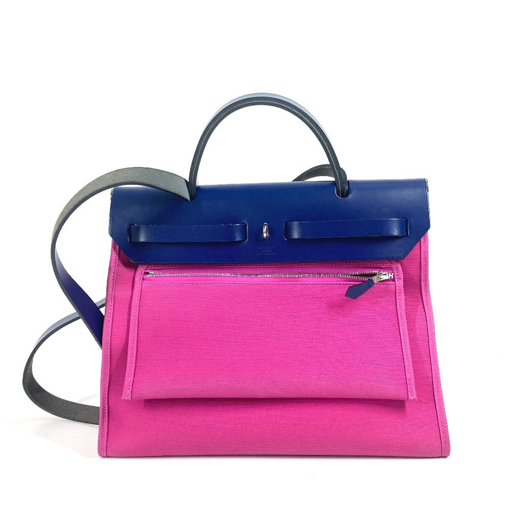 Hermes Handbag Toile Officier Vash Hunter With Porch Herbag Pink Zip Travel Bag