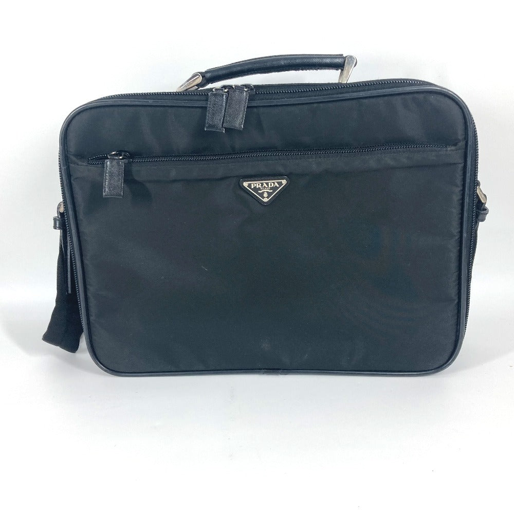 Shoulder Bag Triangle Logo Plate Leather Nylon