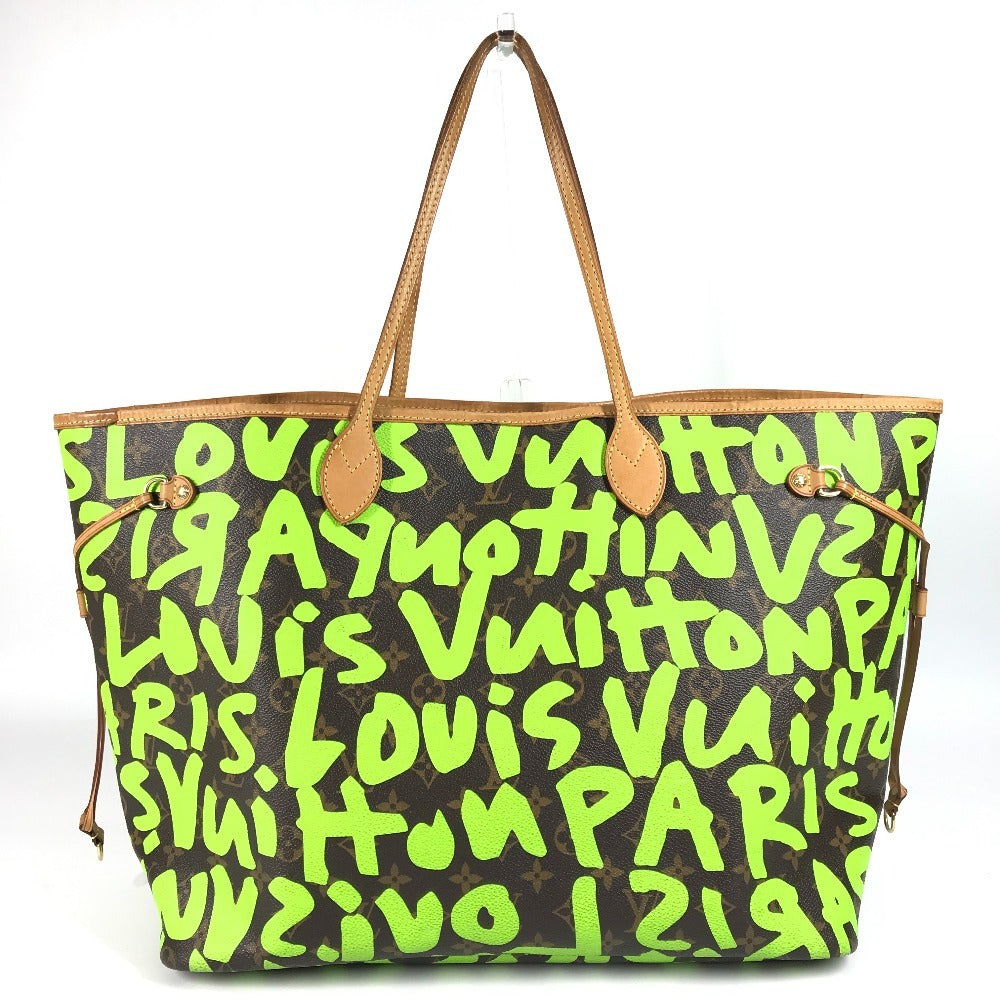Louis Vuitton M93703 MonogramGraffitiCanvas graffiti Neverfull GM Green Tote Bag