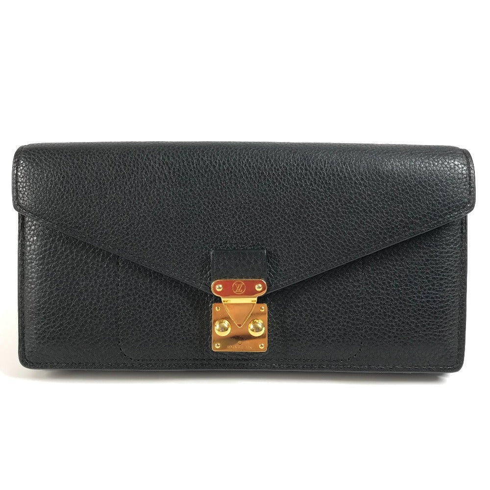 Louis Vuitton Long Purse Leather Calf Black Wallet Case
