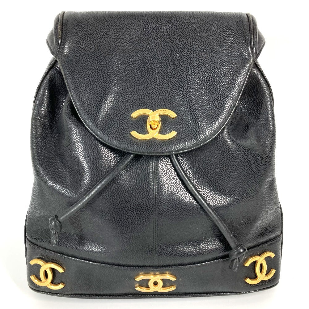 Chanel Backpack Caviar skin CC COCO Mark Black