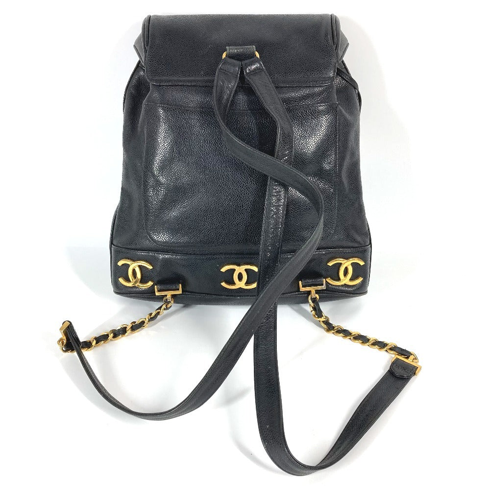 Chanel Backpack Caviar skin CC COCO Mark Black