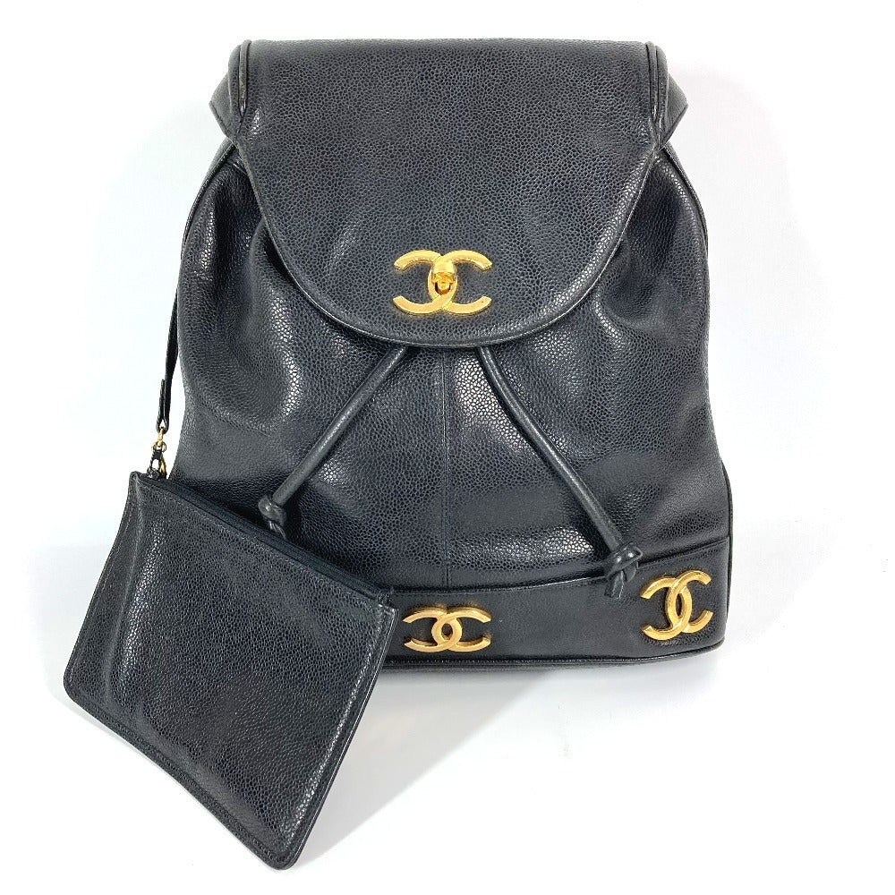Chanel Backpack Caviar skin CC COCO Mark Black