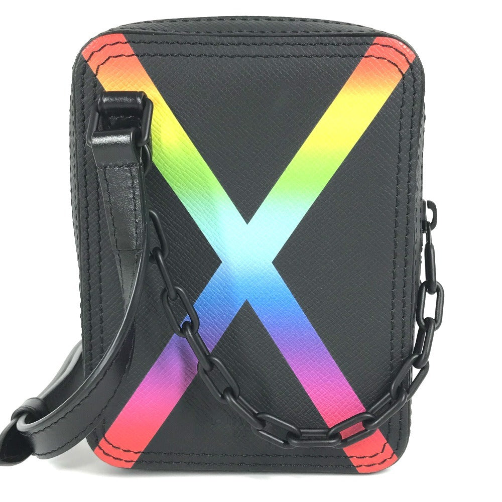 Louis Vuitton M30332 Taiga rainbow Danube Leather Black Crossbody Bag