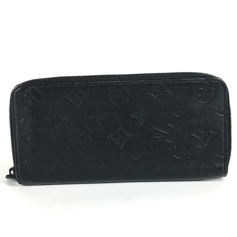Louis Vuitton Long Purse M62902 shadow Monogram Leather Black Wallet Case