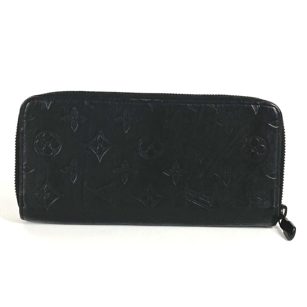 Louis Vuitton Long Purse M62902 shadow Monogram Leather Black Wallet Case