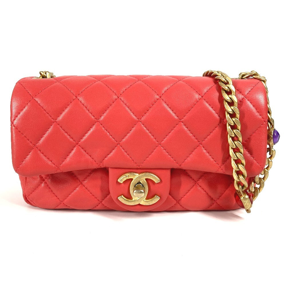 Chanel lambskin type CC COCO Mark Matelasse Red Shoulder Bag