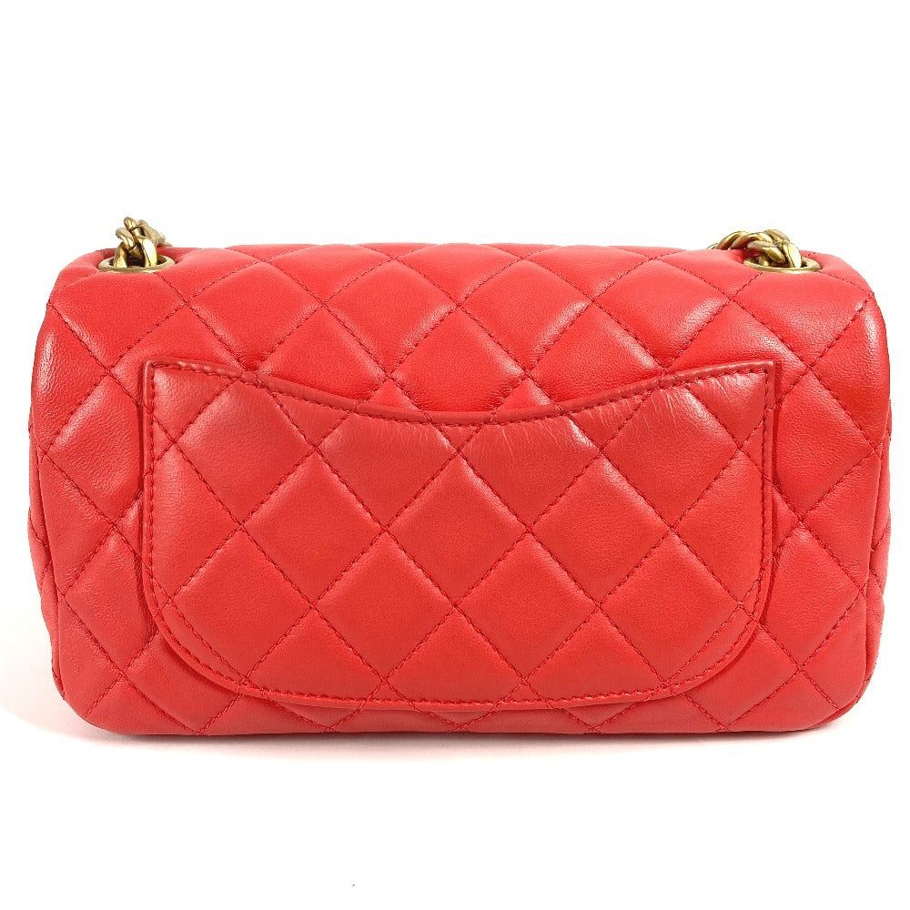 Chanel lambskin type CC COCO Mark Matelasse Red Shoulder Bag