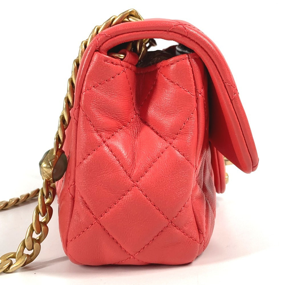 Chanel lambskin type CC COCO Mark Matelasse Red Shoulder Bag