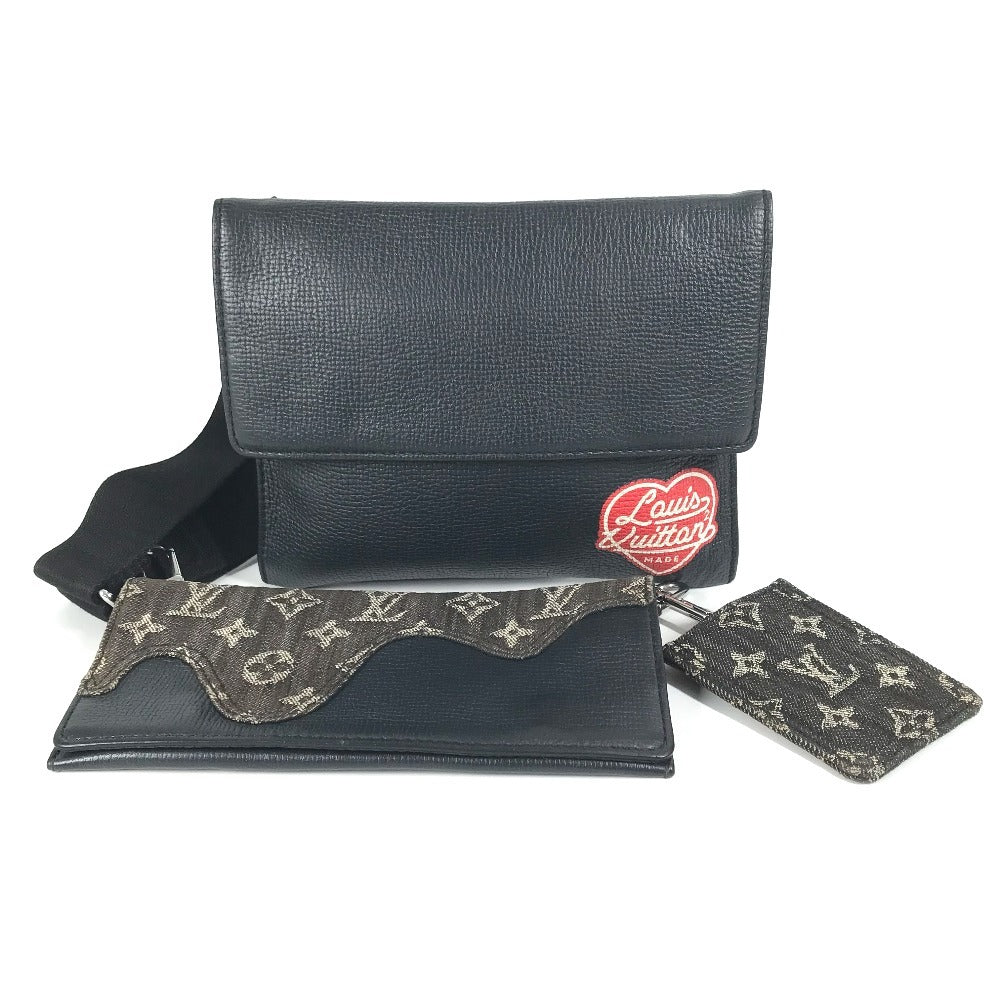 Louis Vuitton M81013 Taurillon Clemence Squared Collection Monogram Leather Denim Black Shoulder Bag