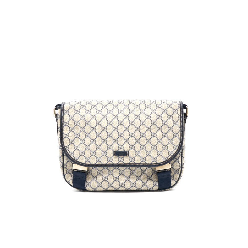 Gucci Beige And Web Flap Messenger Bag Leather Canvas Travel Bag