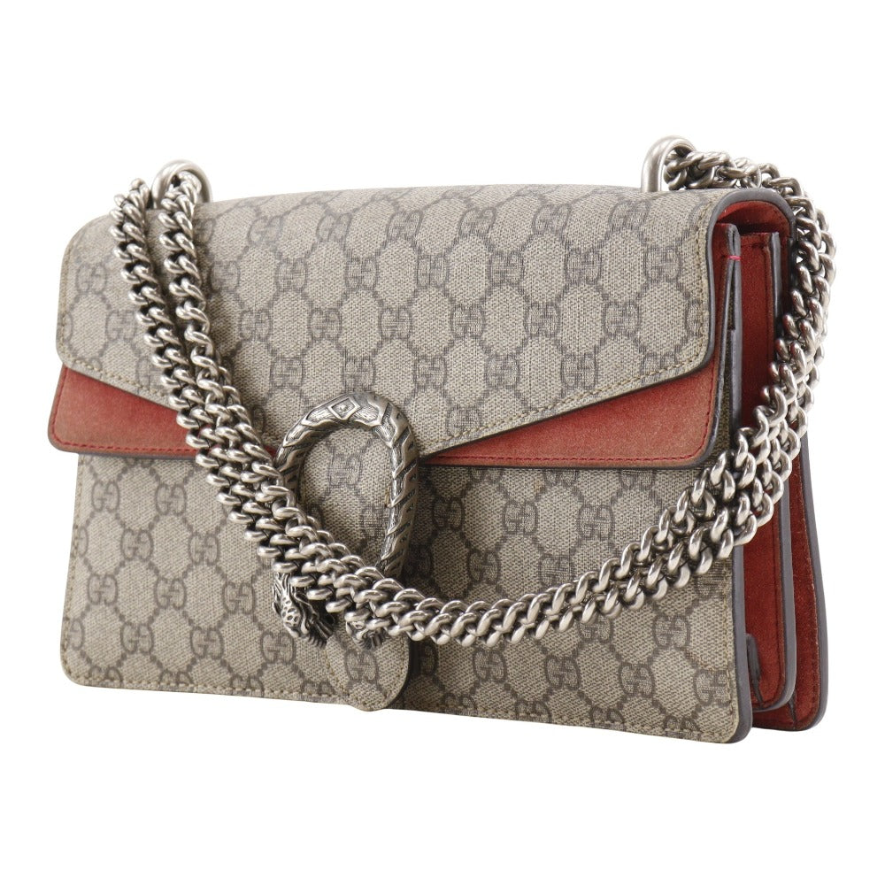 Gucci GG Supreme ChainShoulder Duonisos Canvas Suede Brown Shoulder Bag