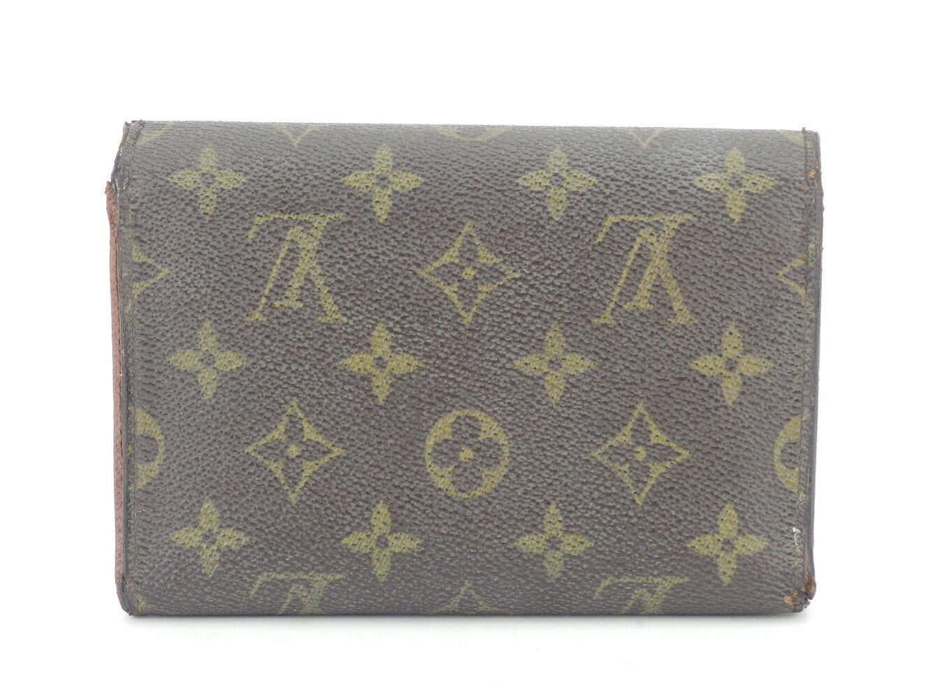 Louis Vuitton Tri-fold M61202 Porte TresorEtui Papie Brown Beige Gold Wallet Case