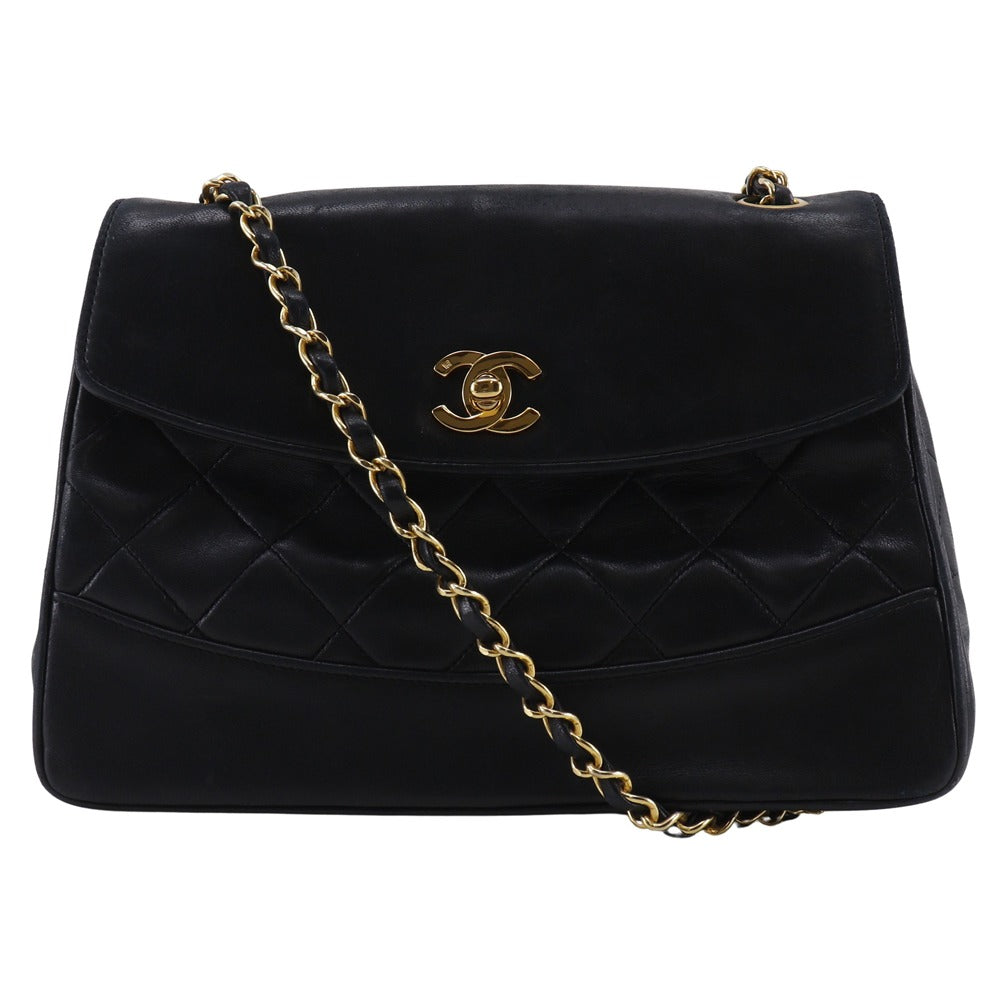 Chanel lambskin ChainShoulder Matrasse Black Shoulder Bag