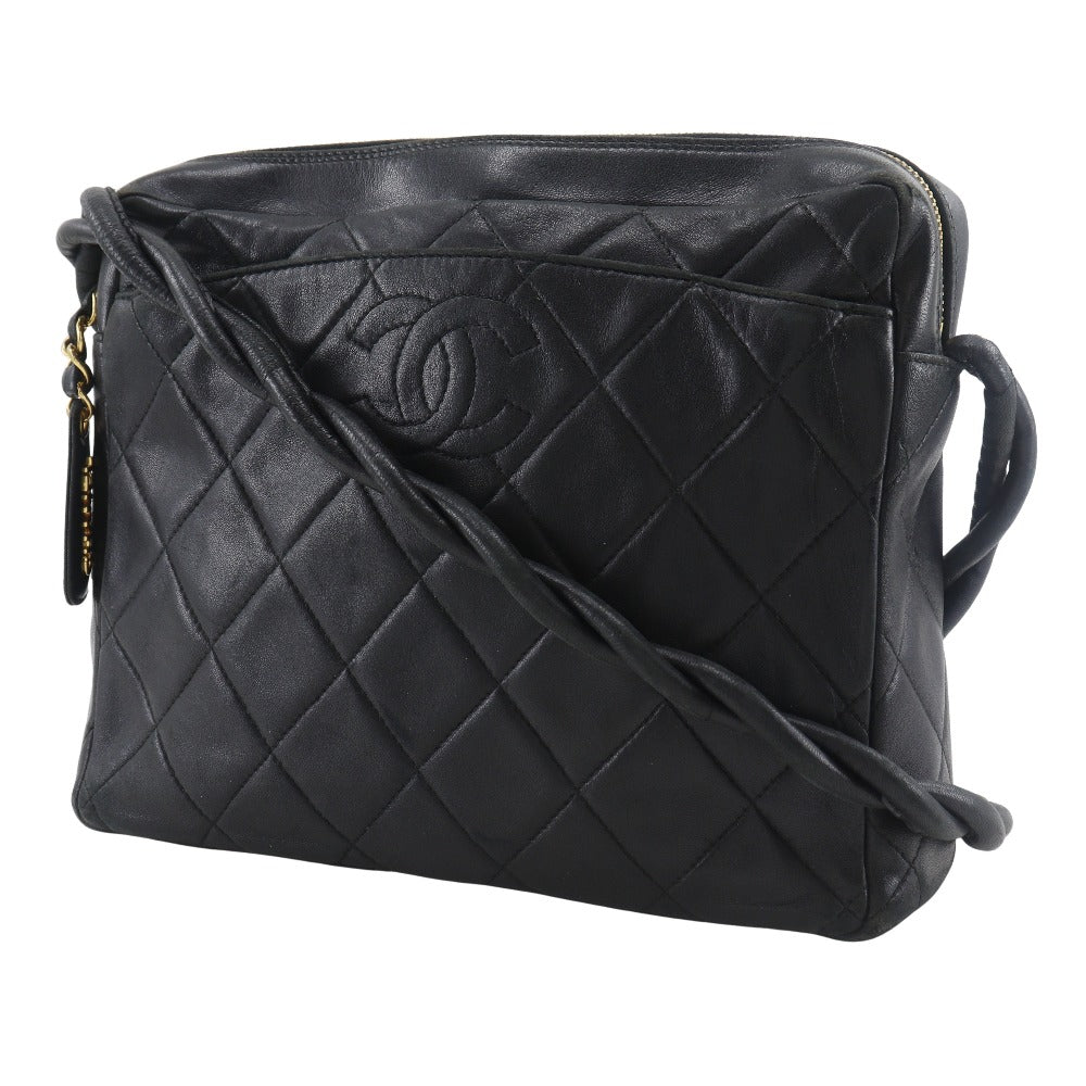 Chanel lambskin rope Matrasse COCO Mark Black Shoulder Bag