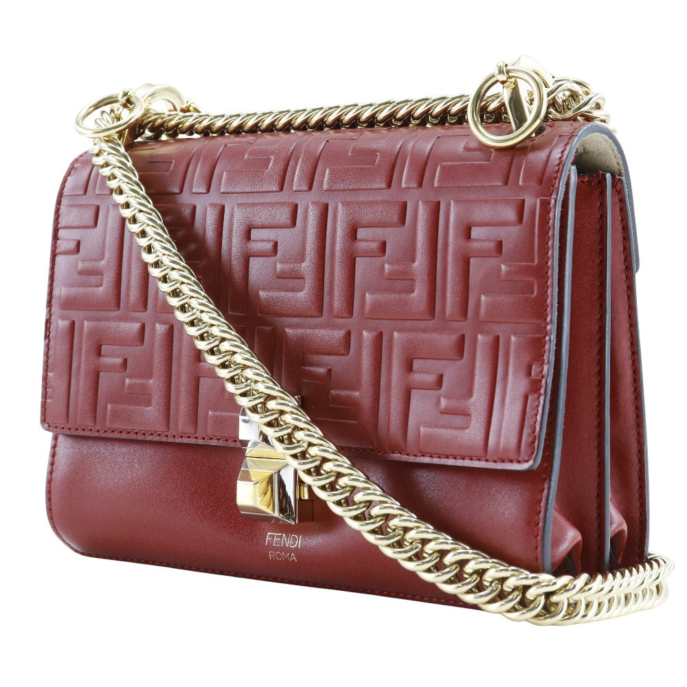Fendi Kan Shoulder Bag Leather Red Mini