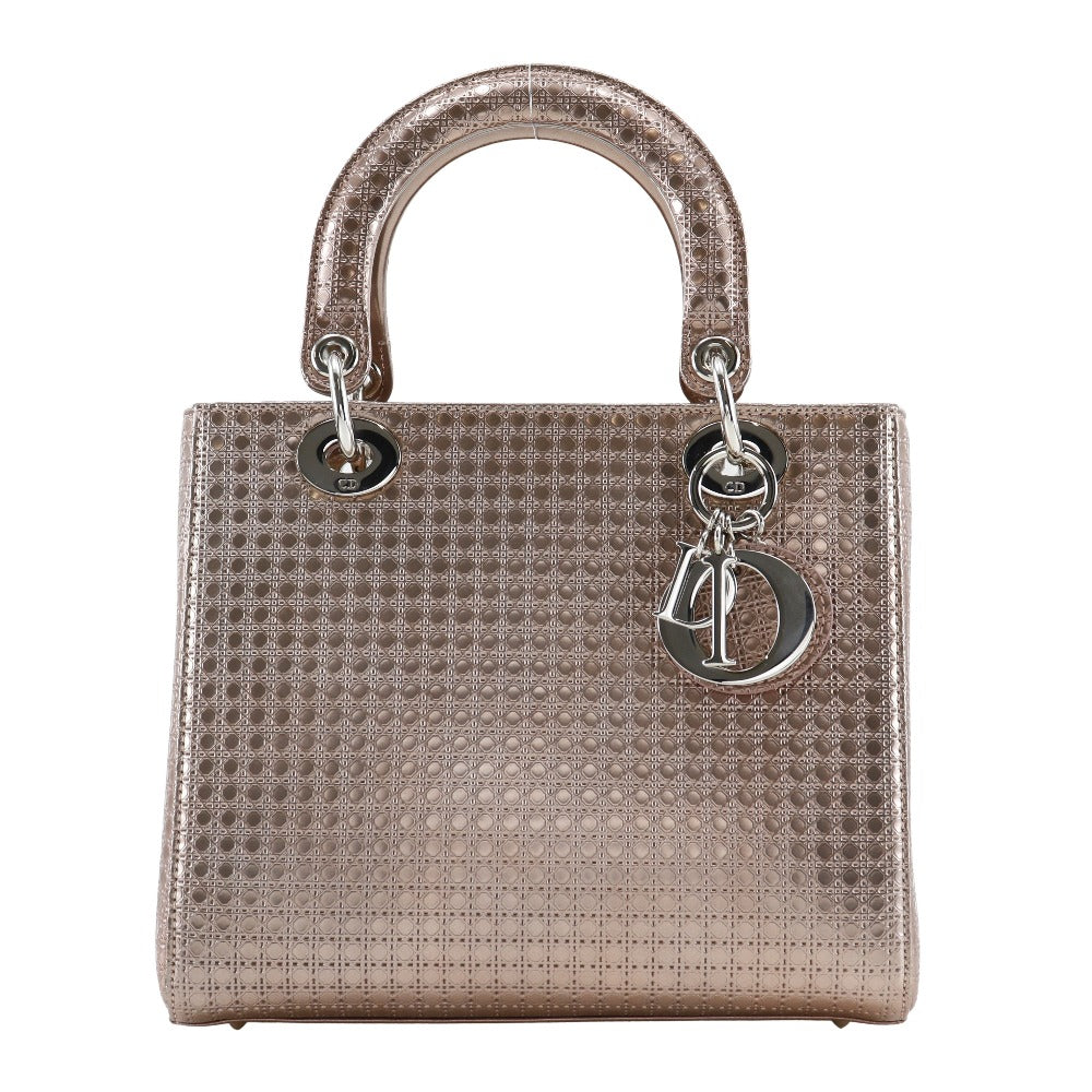 Dior Christian Handbag Canage Medium Lady Women Leather Pink Travel Bag
