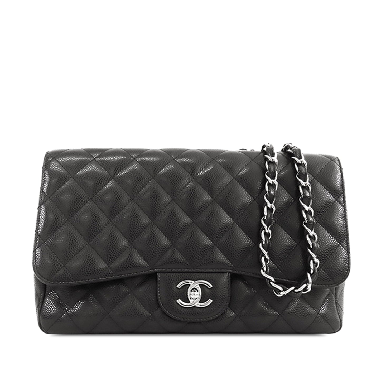 CHANEL Jumbo Classic Caviar Single Flap Shoulder Bag