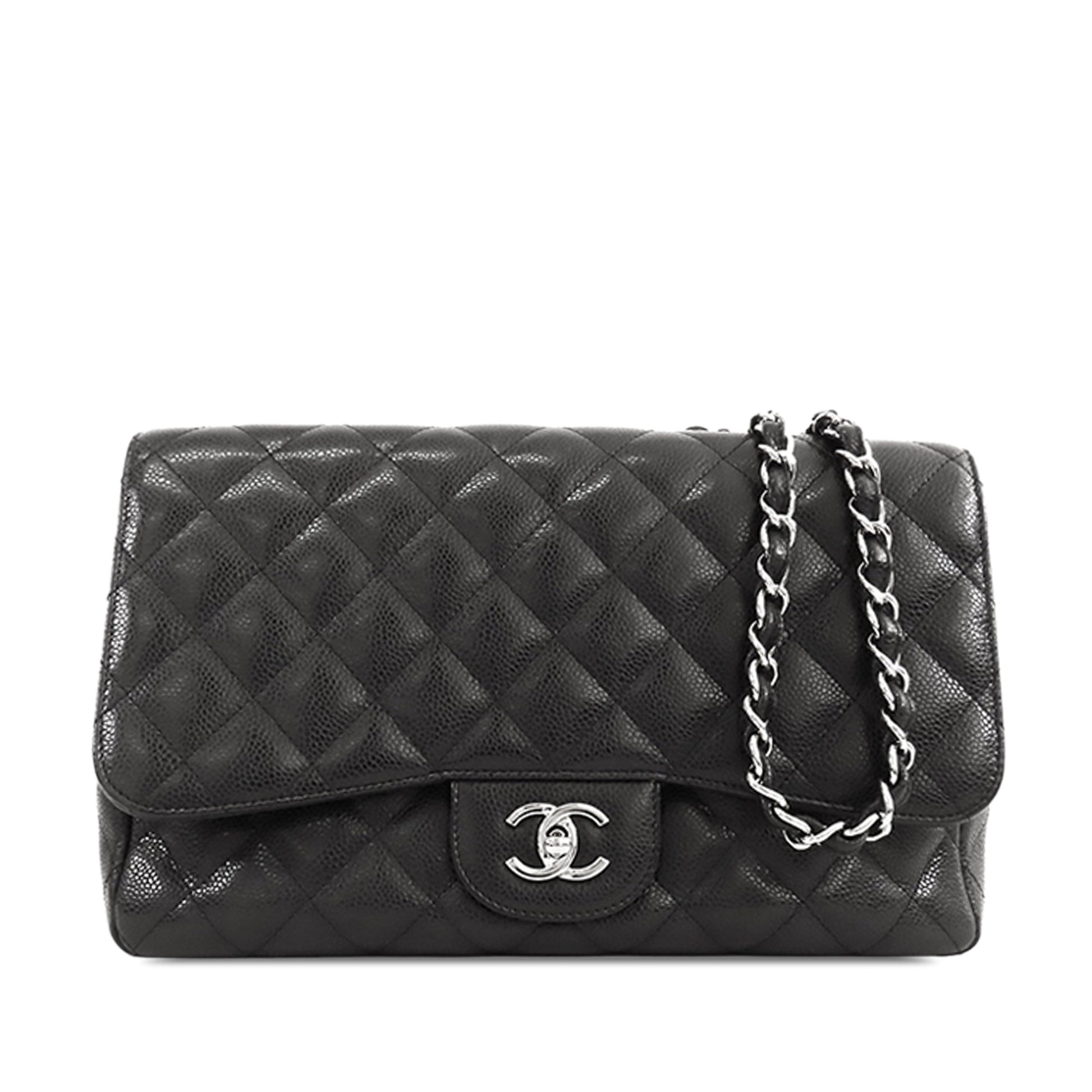CHANEL Jumbo Classic Caviar Single Flap Shoulder Bag