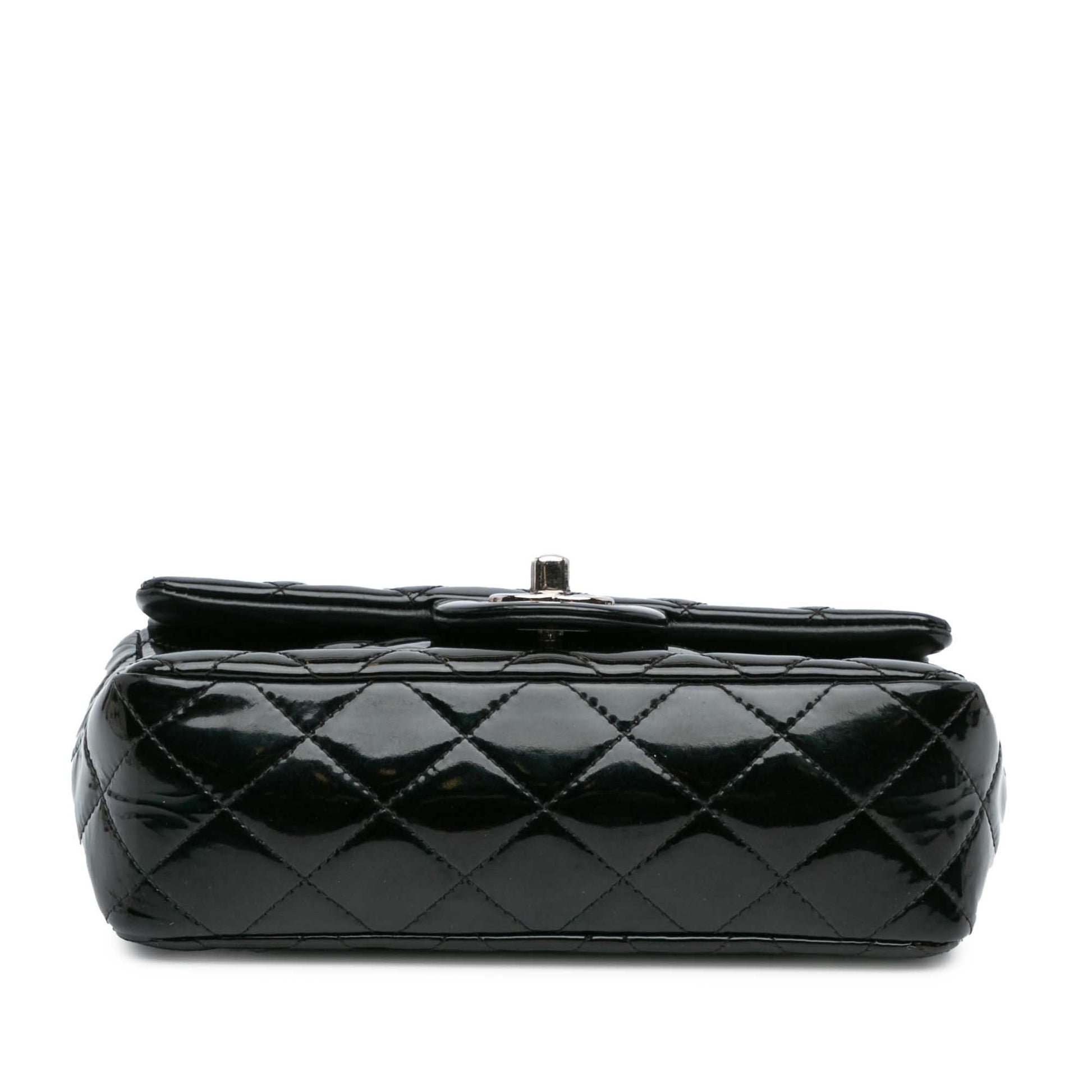 Black Chanel Mini Rectangular Classic Patent Single Flap Crossbody Bag
