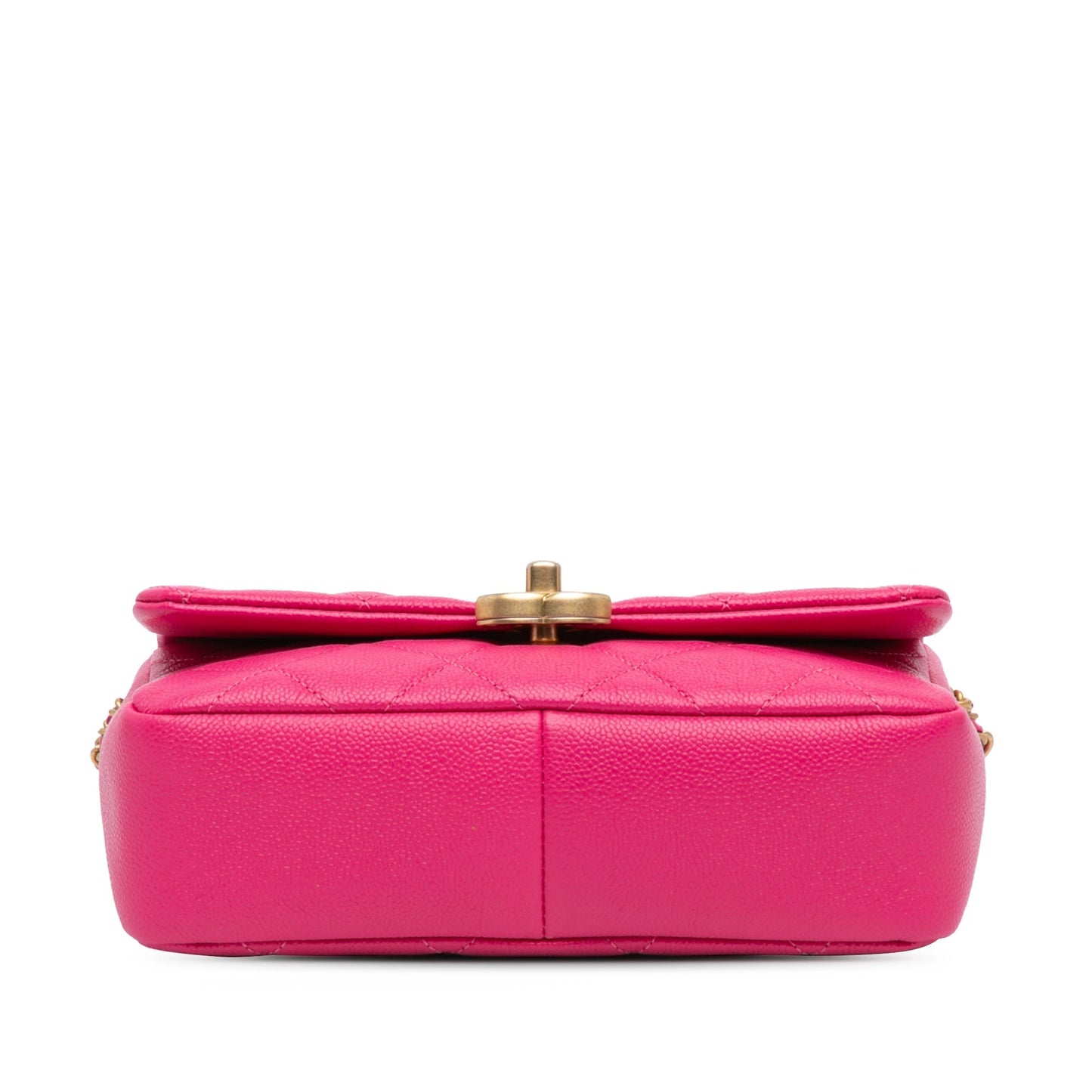Pink Chanel Small Quilted Caviar Chain Melody Flap Crossbody Bag