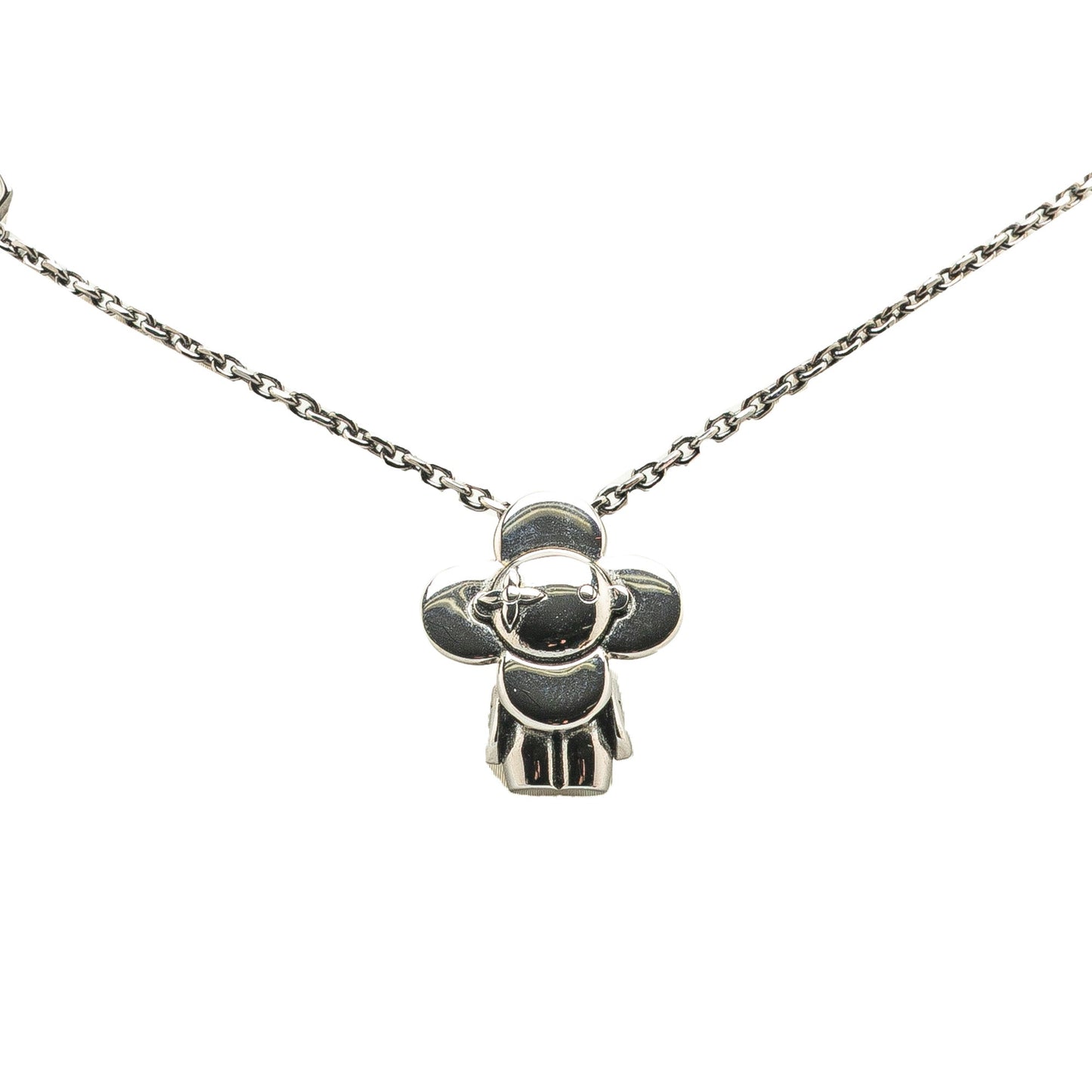 Silver Louis Vuitton Brass Ruthenium Vivienne Pendant Necklace