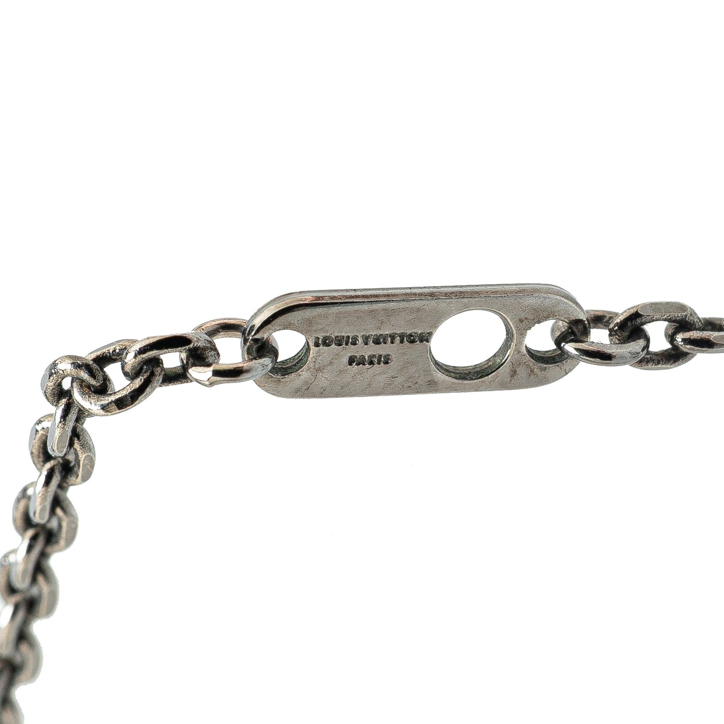 Silver Louis Vuitton Brass Ruthenium Vivienne Pendant Necklace