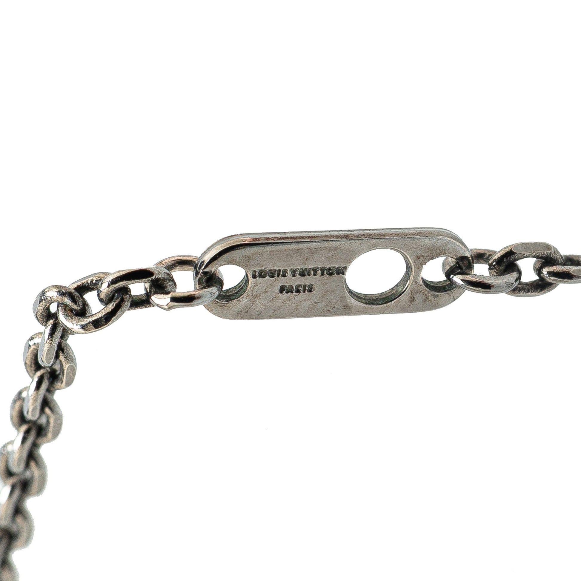 Silver Louis Vuitton Brass Ruthenium Vivienne Pendant Necklace