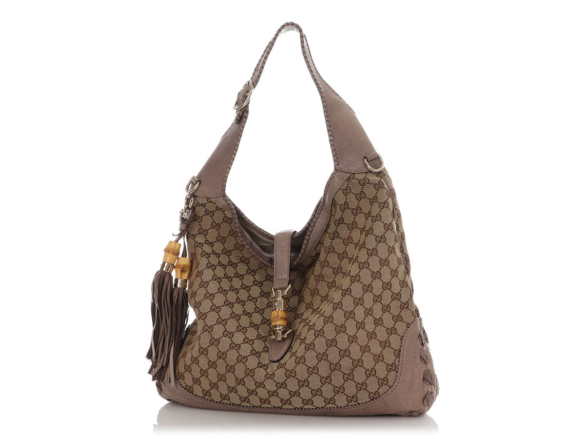 Gucci New Jackie Two Way Hobo Monogram Large Travel Bag