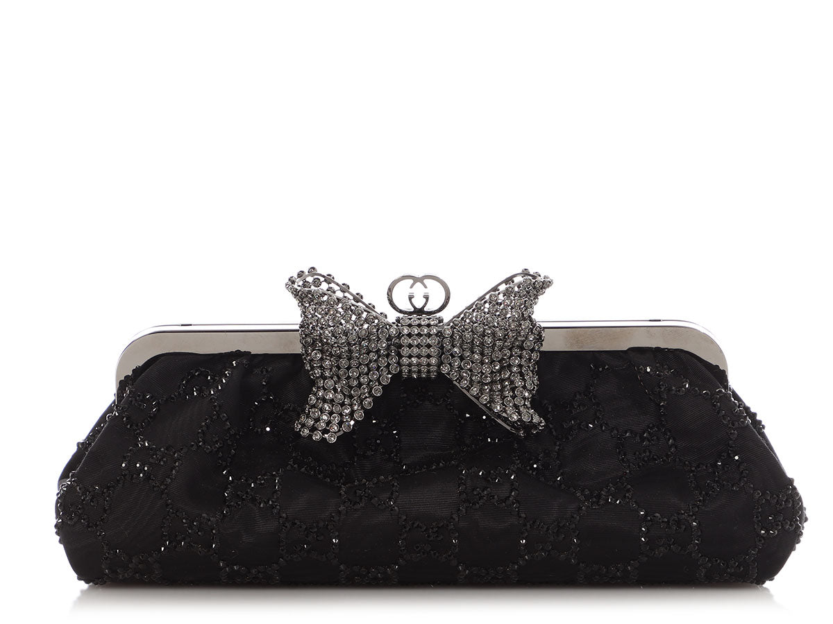 Gucci Crystal Broad Clutch Black Clutch Bag