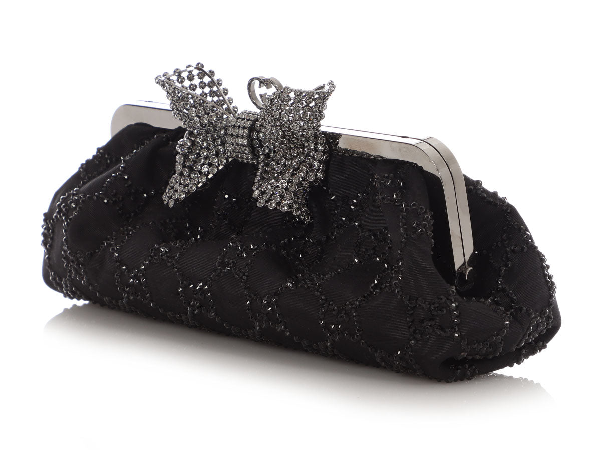 Gucci Crystal Broad Clutch Black Clutch Bag