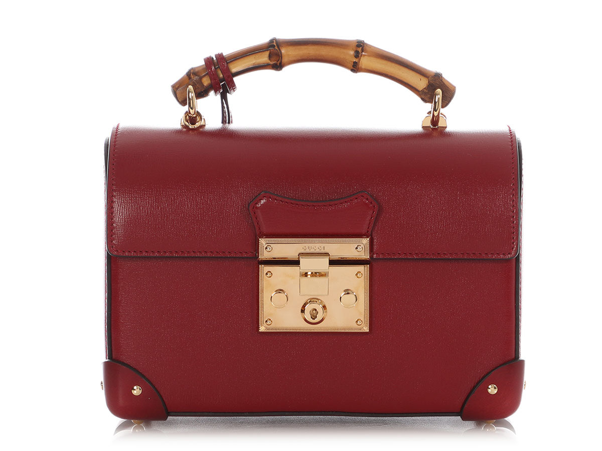 Gucci Bamboo Padlock Shoulder Bag Red Small
