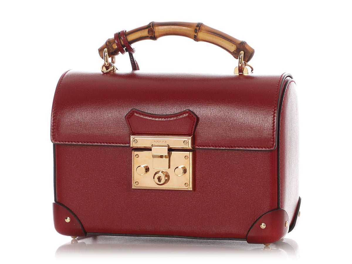 Gucci Bamboo Padlock Shoulder Bag Red Small