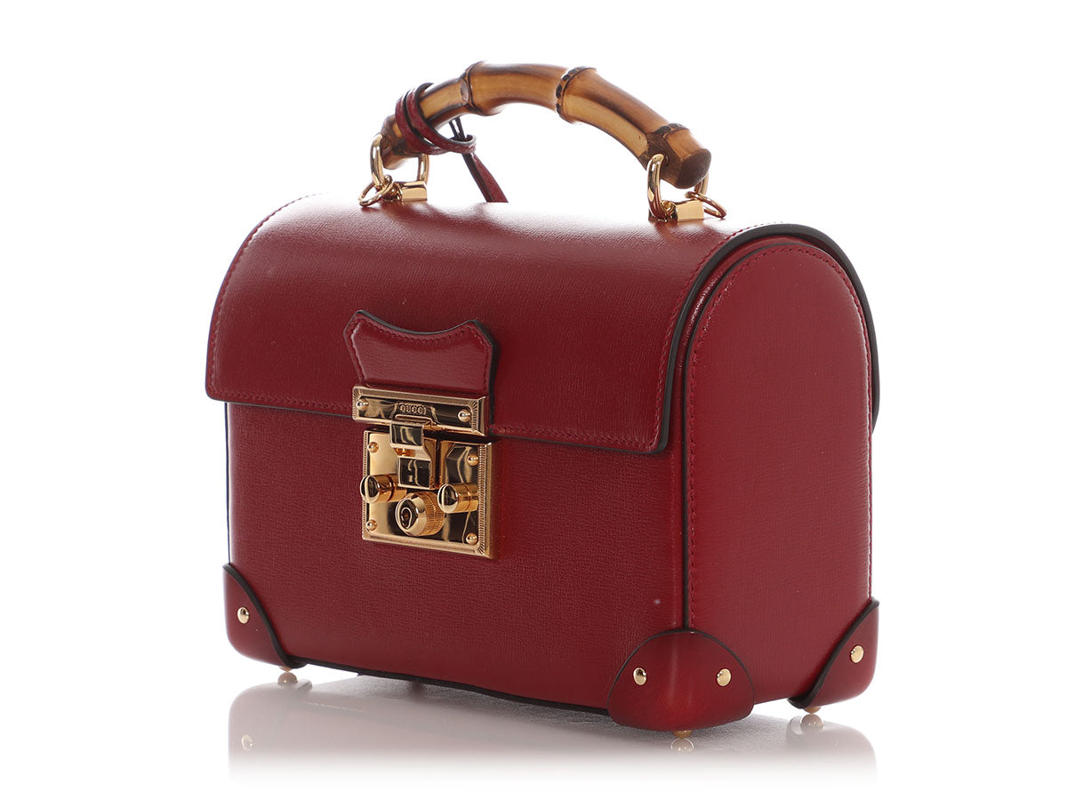 Gucci Bamboo Padlock Shoulder Bag Red Small