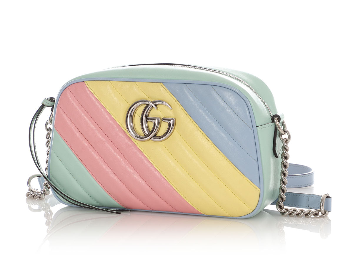 Gucci Pastel Diagonal Quilt Marmont Camera Bag Small Crossbody Bag