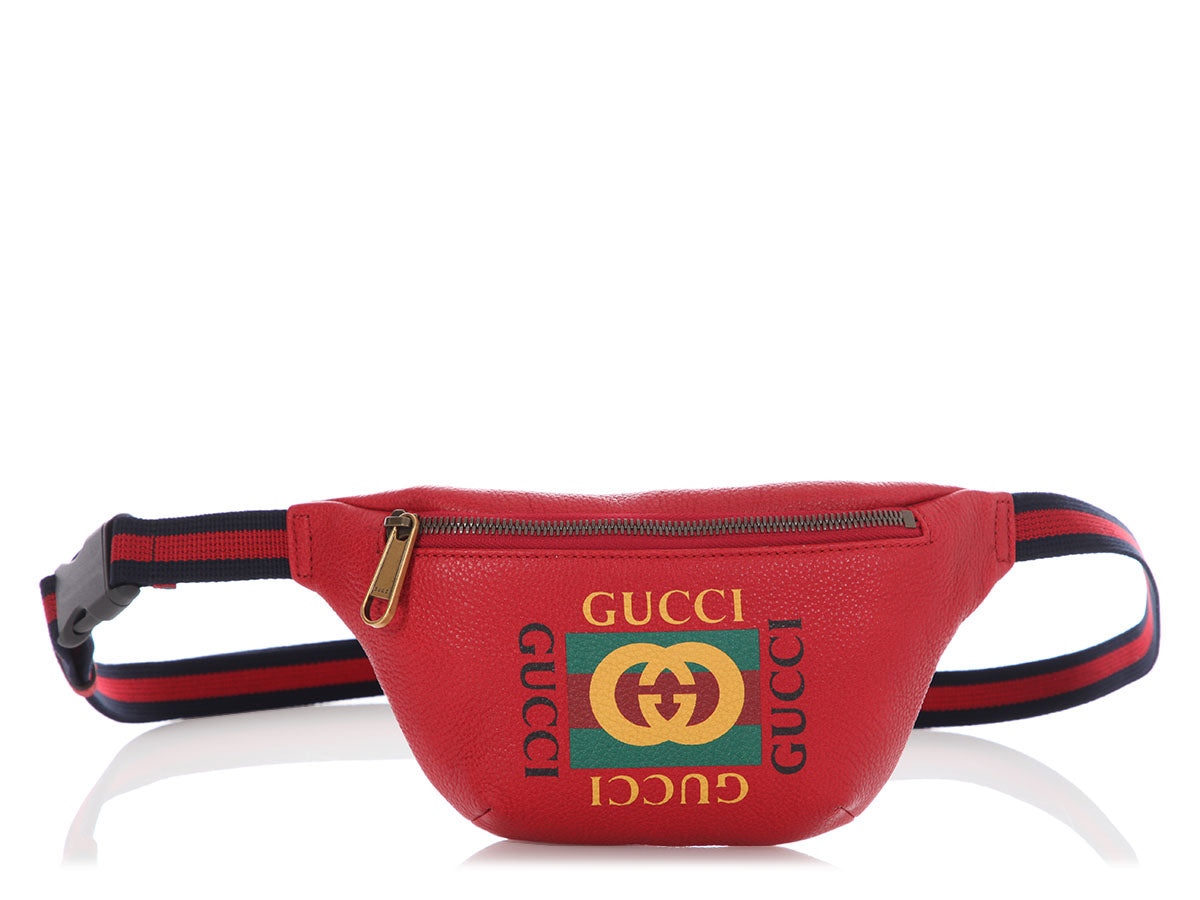 Gucci Small Hibiscus Coco Capitan Logo Belt Bag Leather Red Accessory
