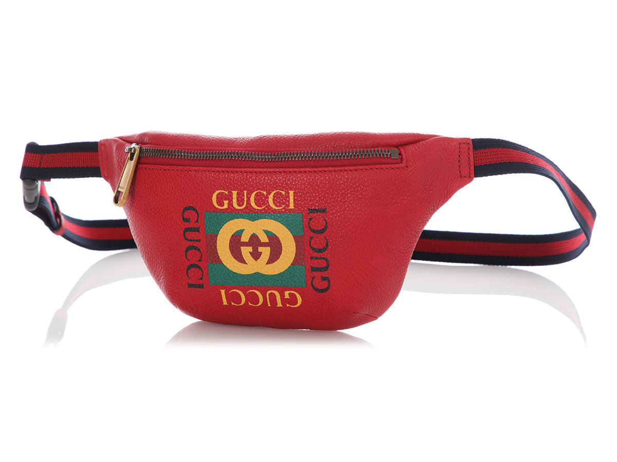 Gucci Small Hibiscus Coco Capitan Logo Belt Bag Leather Red Accessory