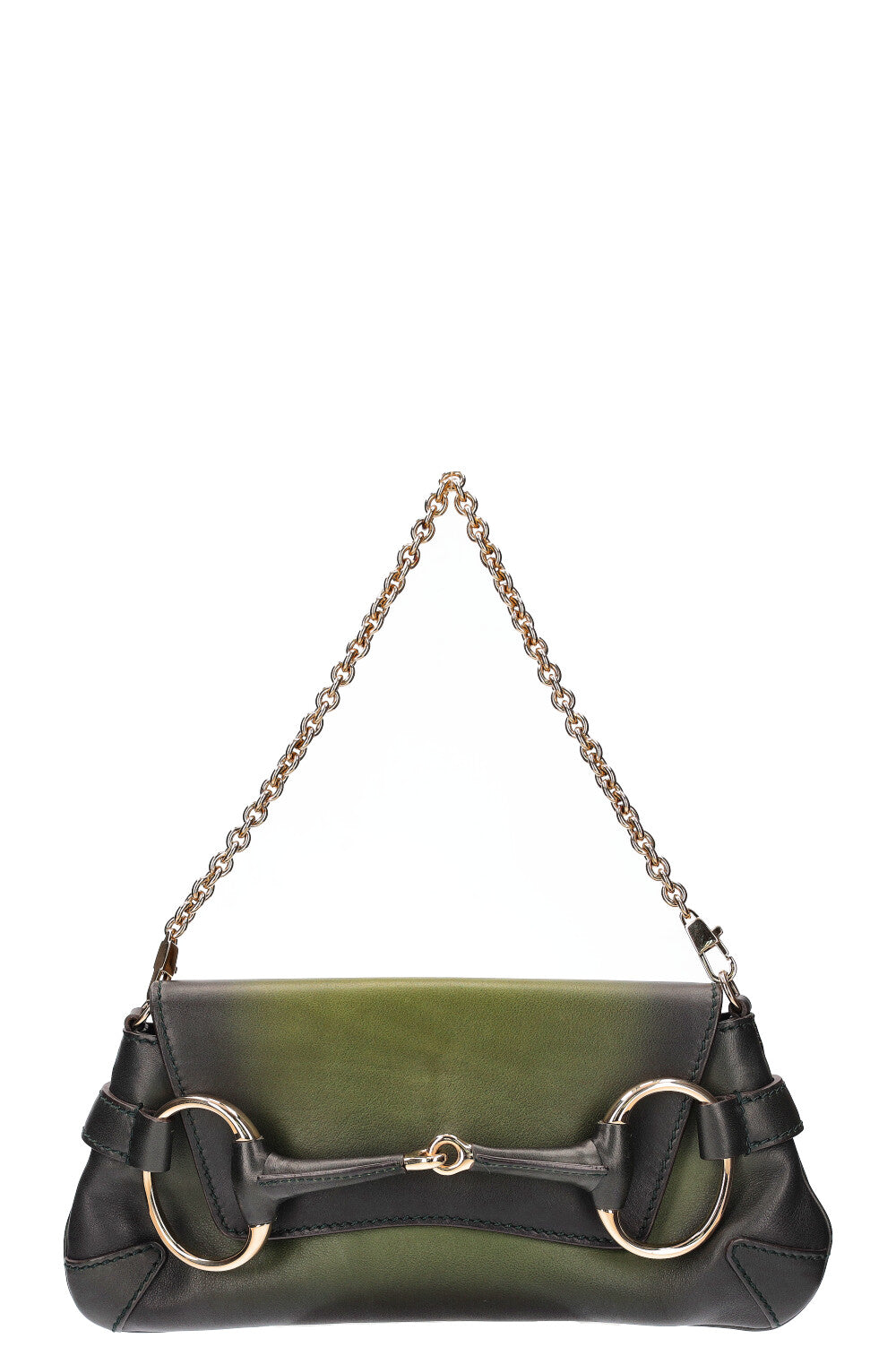 GUCCI Horsebit 1921 Clutch Green Black