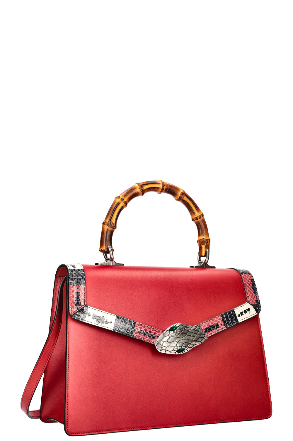 GUCCI Lilith Top Handle Bag Phyton Red