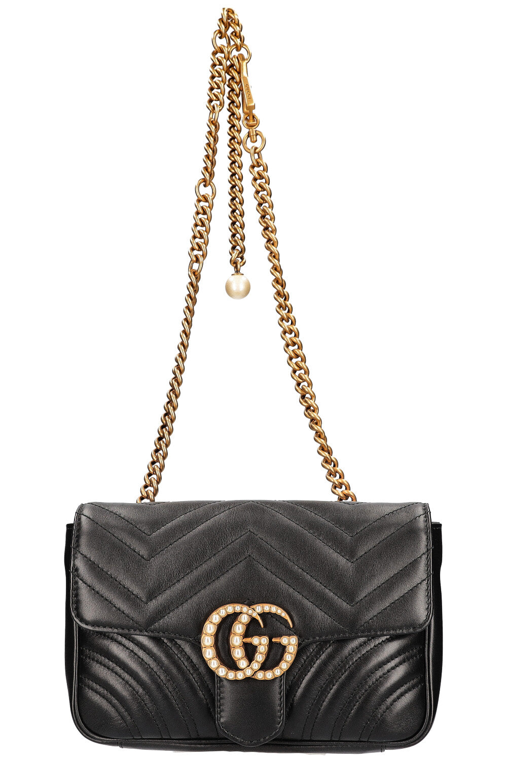 GUCCI Marmont Chain Belt Bag Black