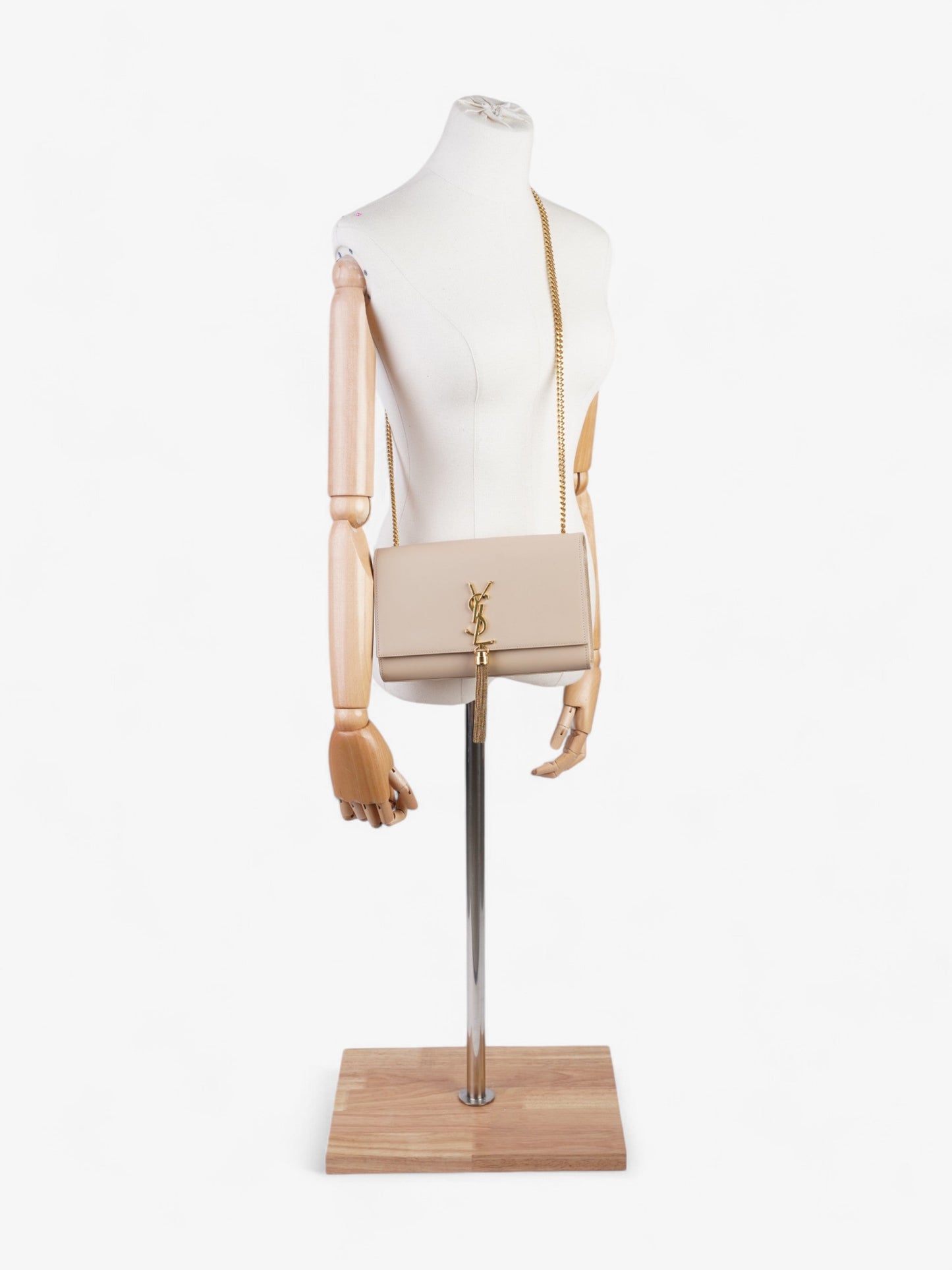 YSL Saint Laurent Kate Tassel Bag Calfskin Leather Beige Medium Shoulder Bag