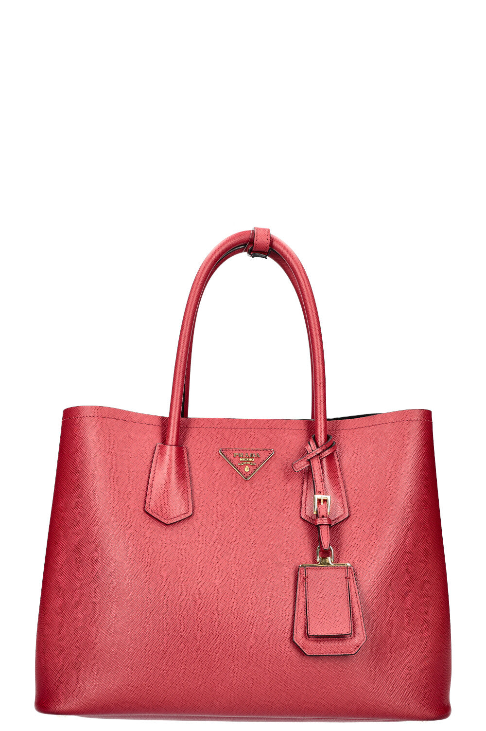Prada Tote Bag Double Leather Saffiano Red Crossbody Bag