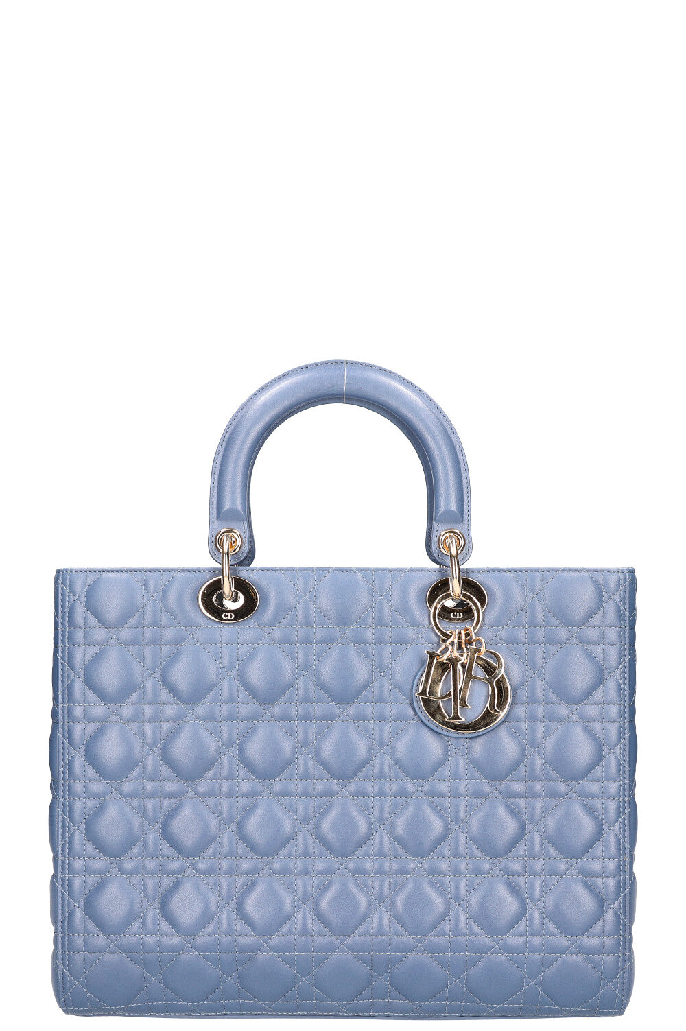 Dior Handbag Lady Bag Blue Large