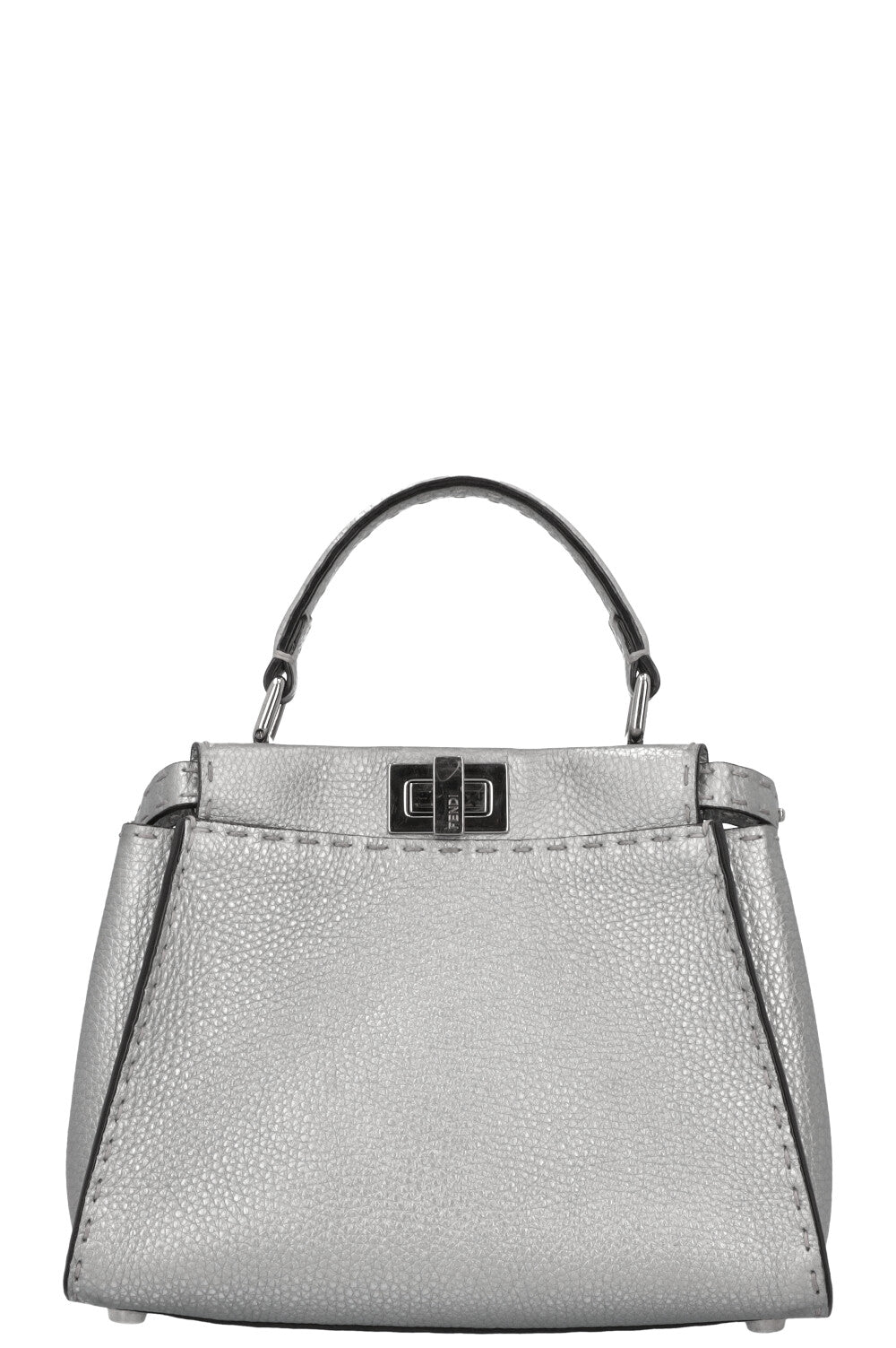 Fendi Crossbody Bag Peekaboo Bag Leather Silver Mini