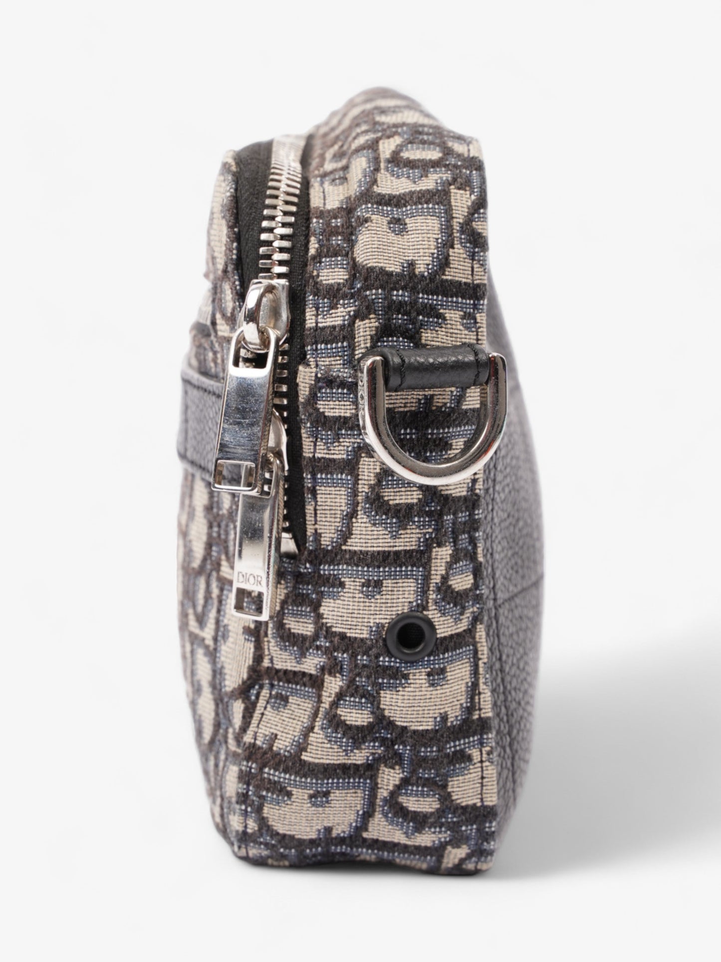 Dior Christian Safari And Oblique Crossbody Bag Canvas Black Beige