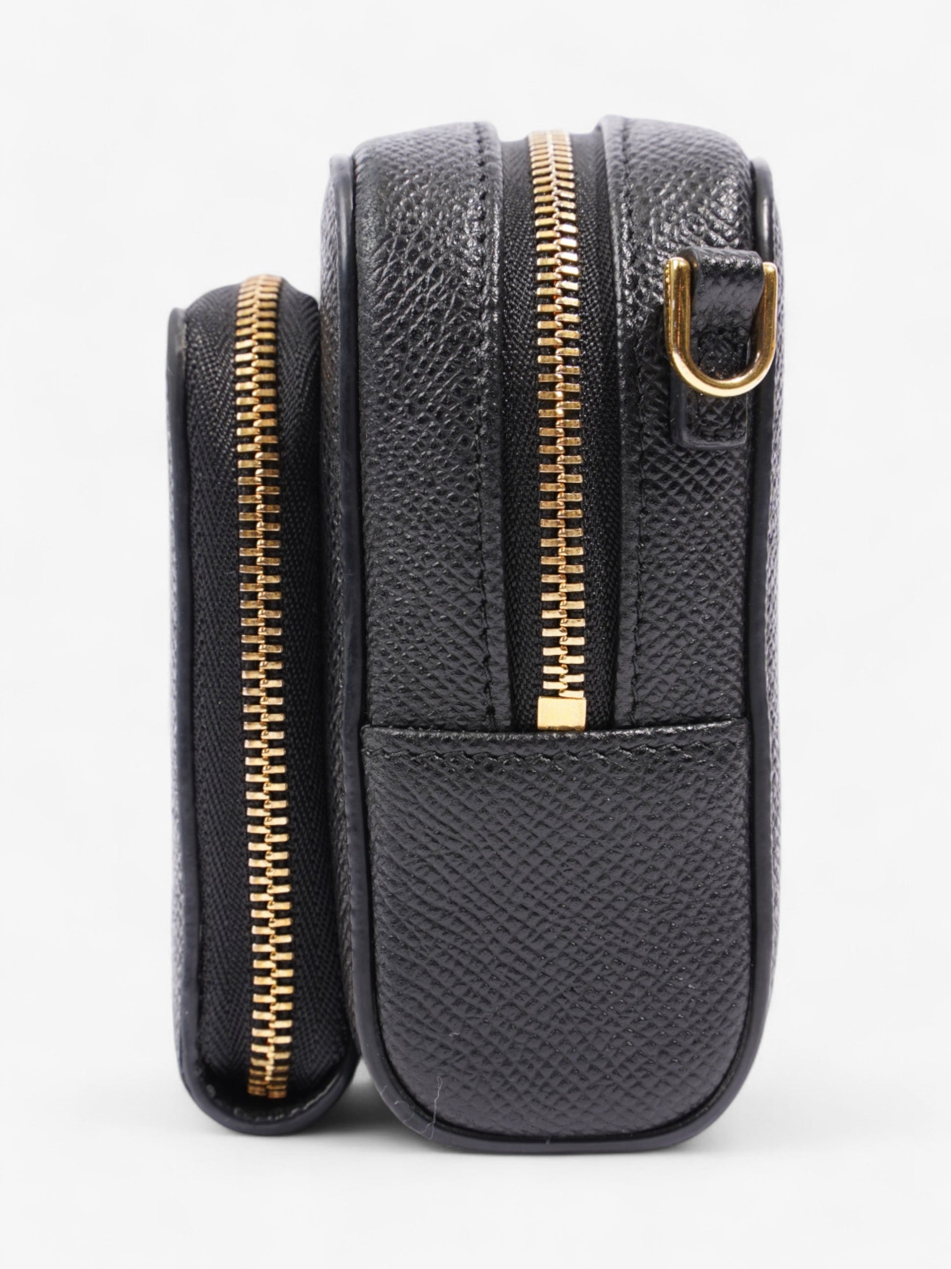 Dior Christian Caro Double Pouch Bag Calfskin Leather Black Crossbody Bag