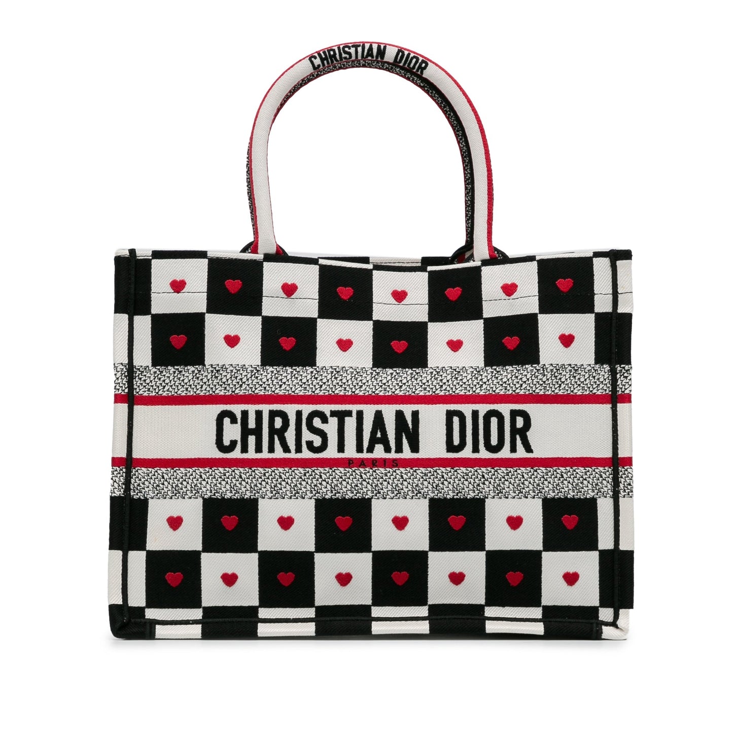 Dior Handbag Amour D-Chess Book Tote 2 Canvas White Medium Tote Bag
