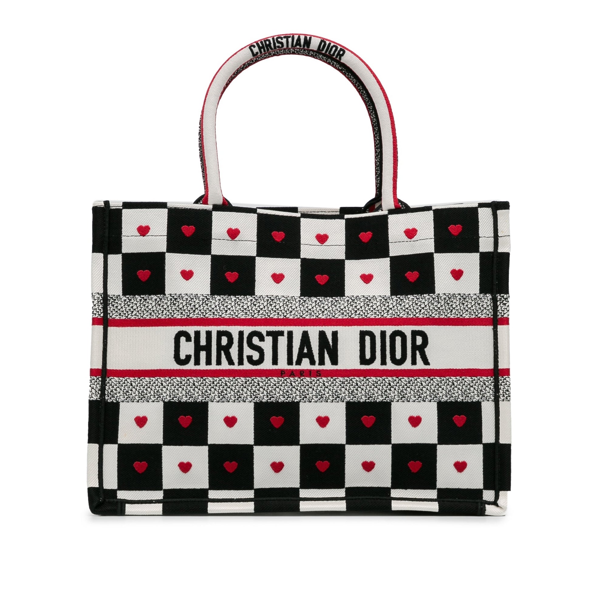 Dior Handbag Amour D-Chess Book Tote 2 Canvas White Medium Tote Bag