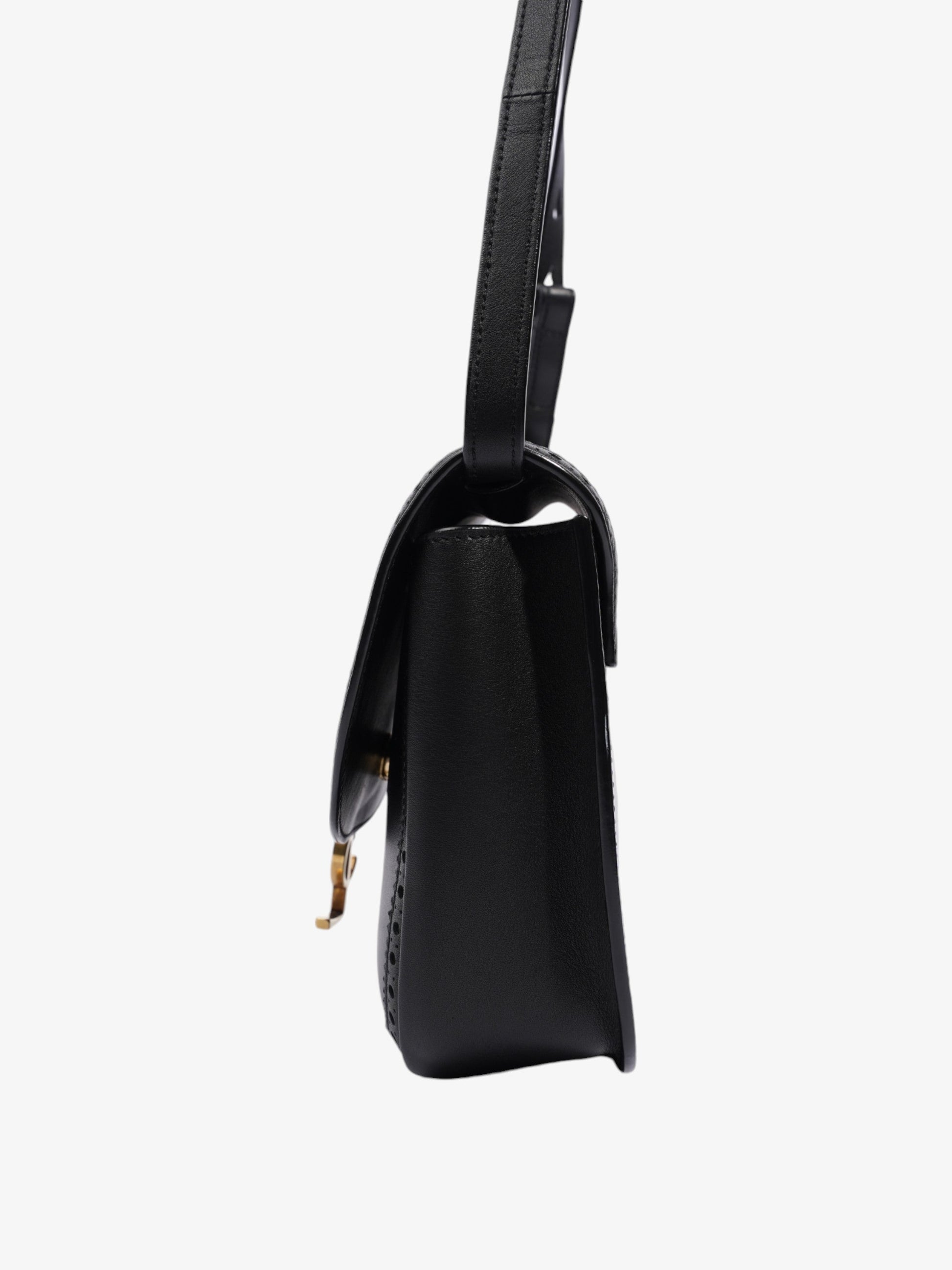 YSL Saint Laurent Kaia Calfskin Crossbody Bag Leather Black Medium Calfskin Leather Medium