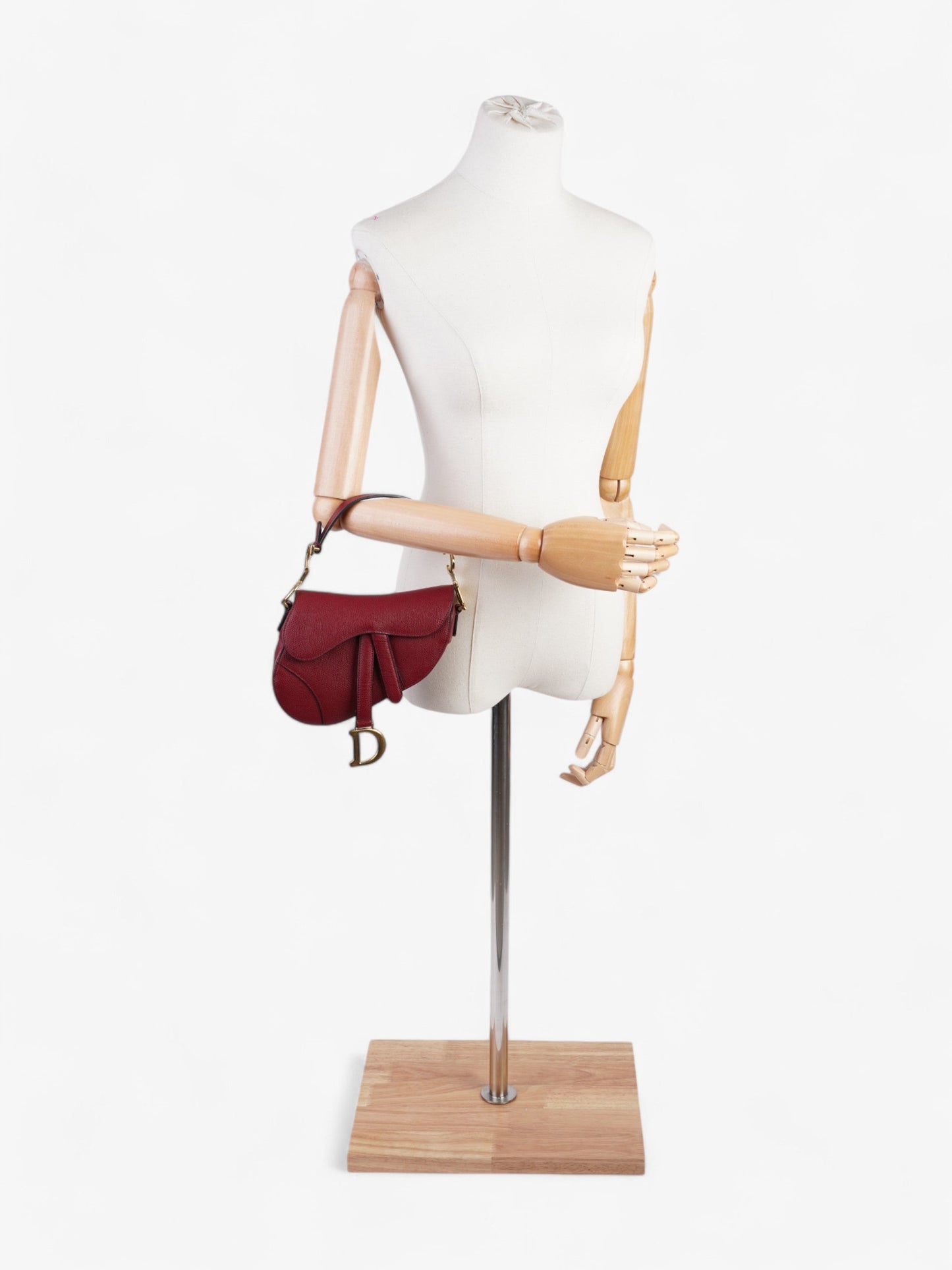 Dior Christian Saddle Bag Bordeaux Calfskin Leather Red Mini Travel Bag